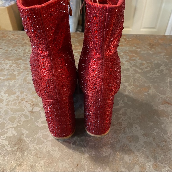 Jess Lea Boots Heel Ankle Woman’s 8 Bedazzled Beaded Studded Zip 4” square - Picture 9 of 15